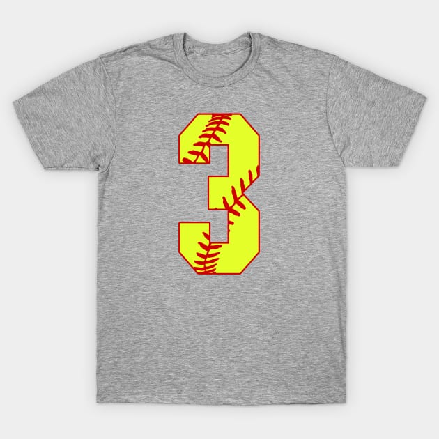 Fastpitch Softball Number 3 #3 Softball Shirt Jersey Uniform Favorite Player Biggest Fan T-Shirt by TeeCreations